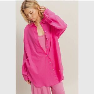 Vibrant Pink Button Down Shirt.